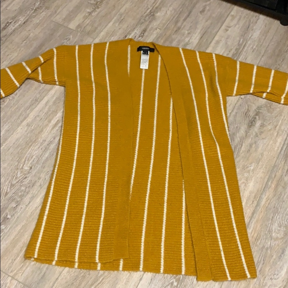 Yellow and White Striped Cardigan